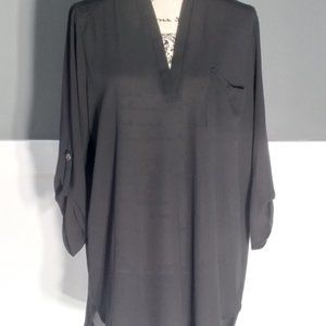 "Lush" Black Polyester Blouse, Sz XL